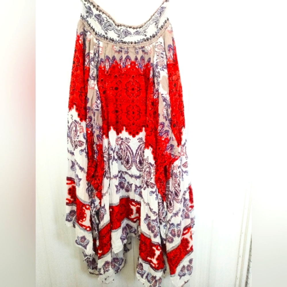 Free People NWT Fly Away Bohemian Boho Maxi skirt w/ handkerchief hem